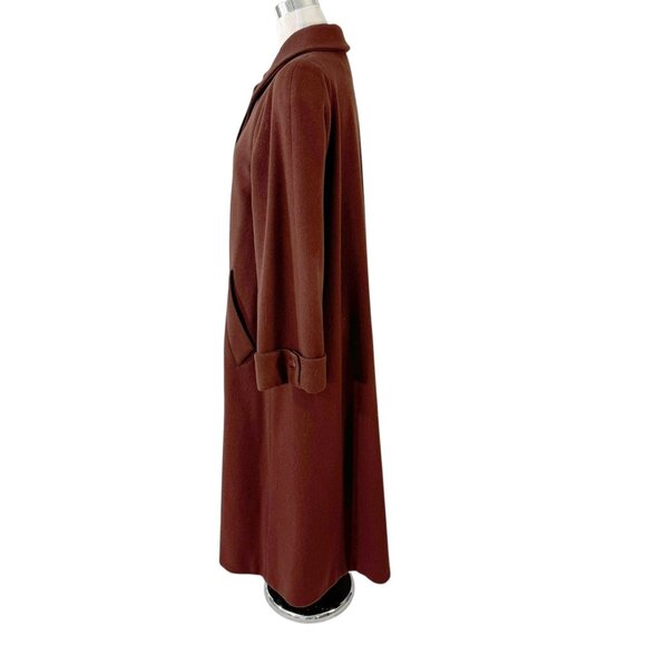Evan Picone Brown Wool Long Trench Coat & Scarf Size 8 Vintage 1980s Made in USA - Picture 6 of 12